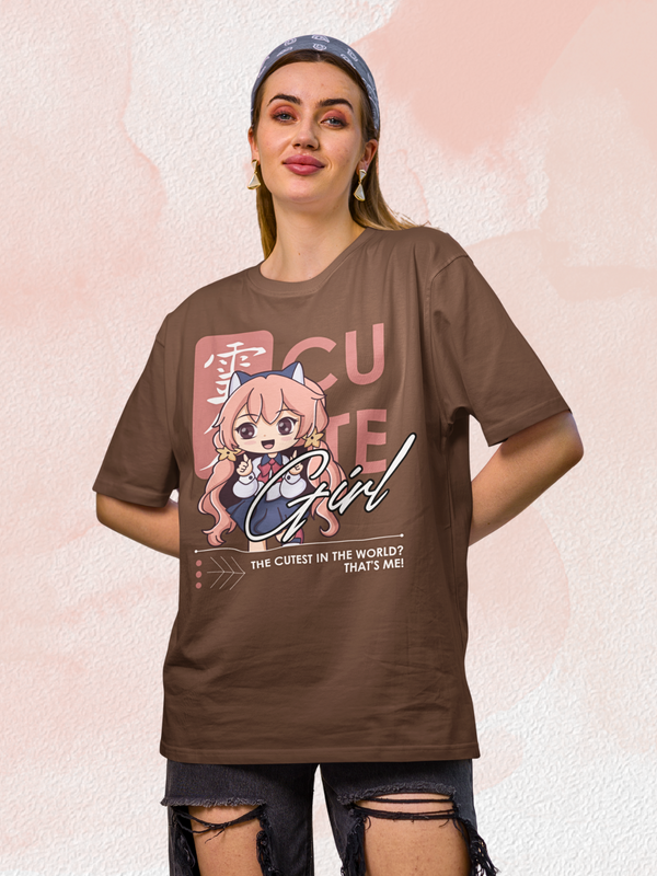 Woman's Premium Oversized | Brown | Cute Girl