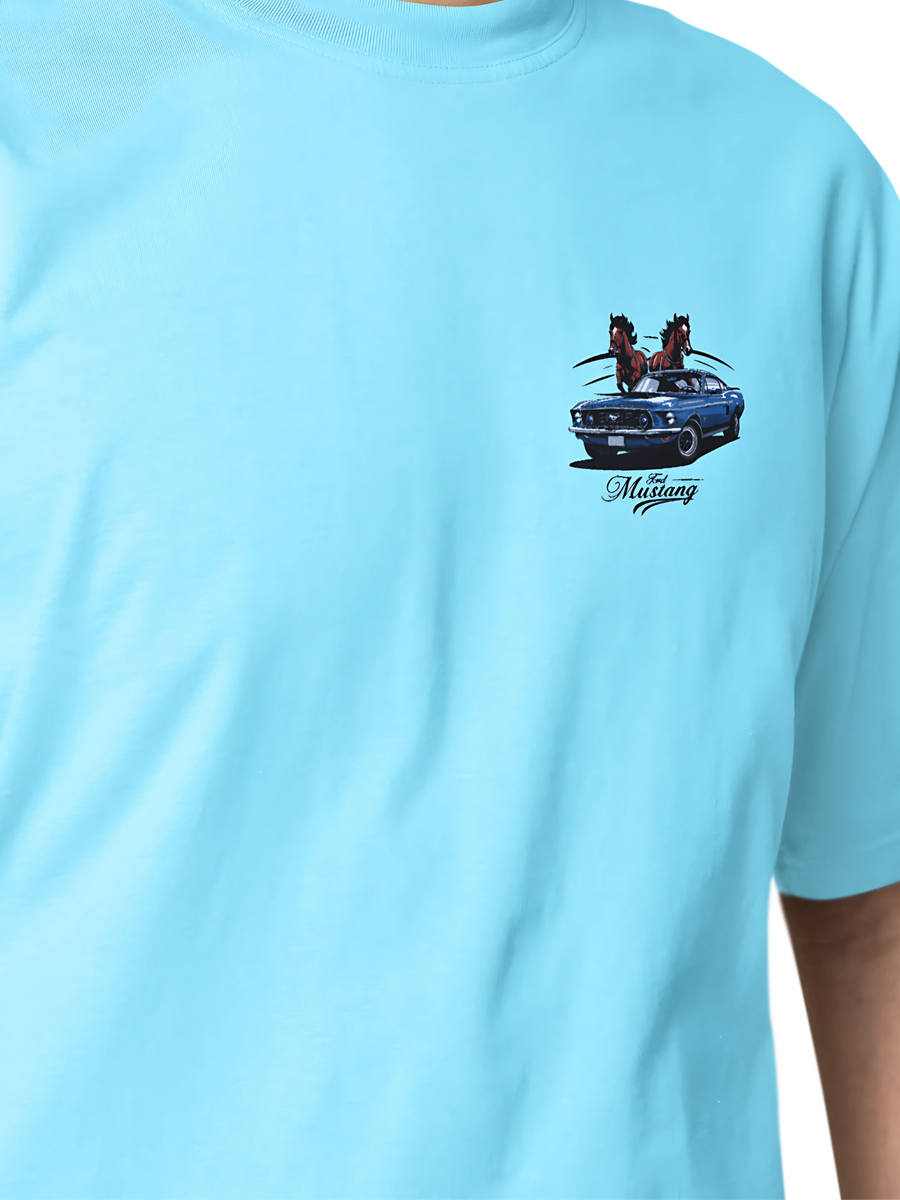 Premium Oversized T-Shirt | Sky Blue | Wild Mustang Legacy: Blue Edition