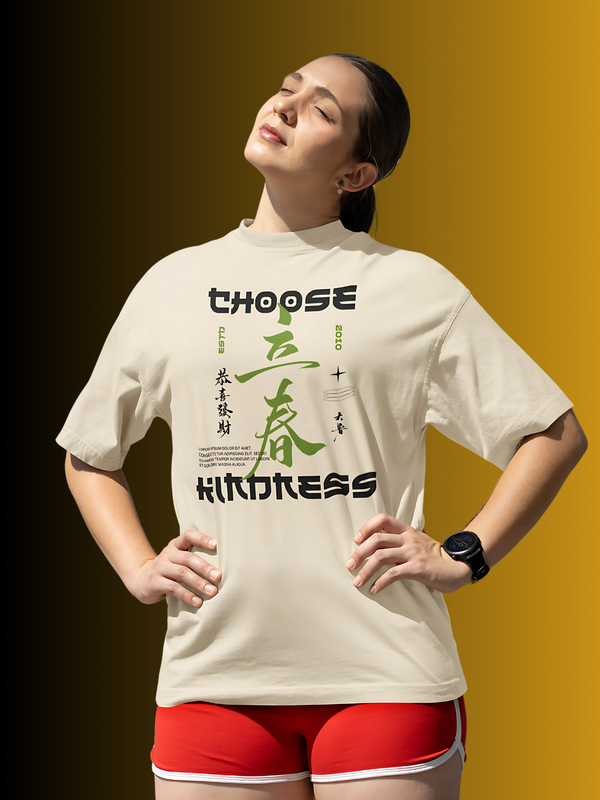 Woman's Premium Oversized | Beige | Choose Kindness