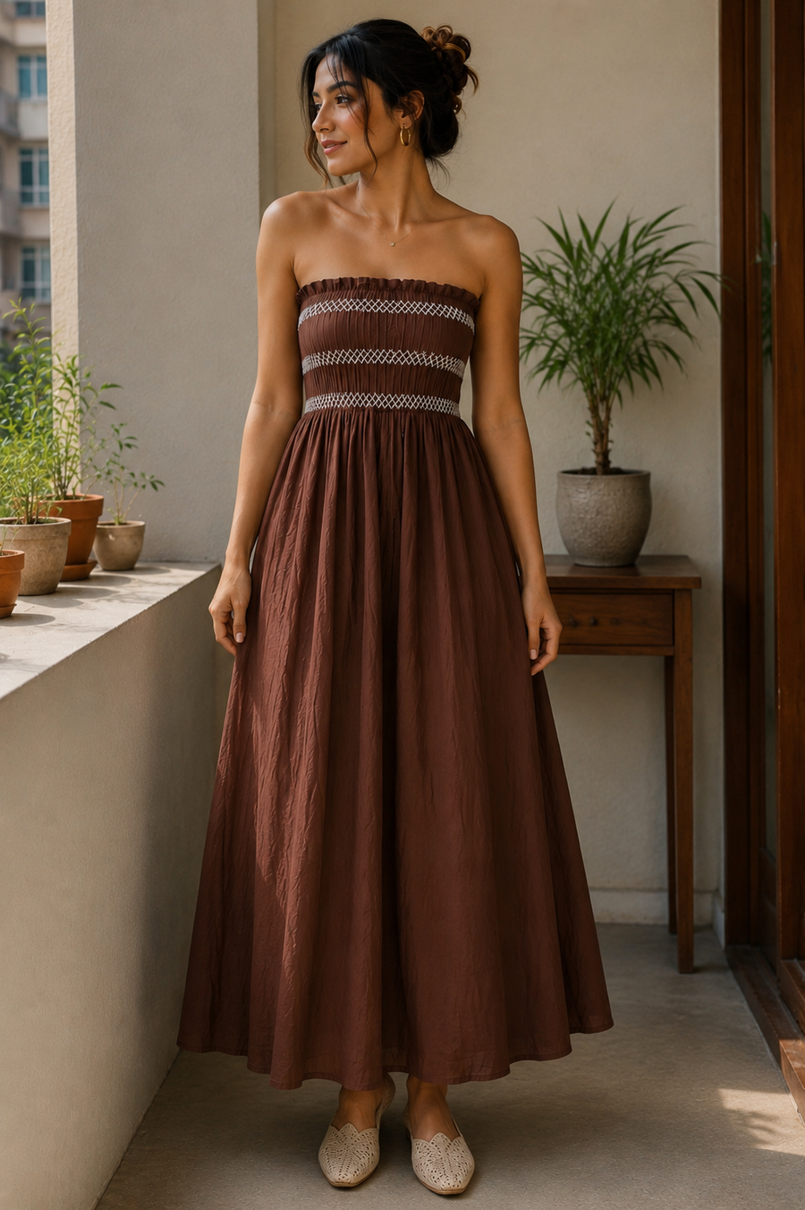 Cocoa Muse Smocked Maxi Dress