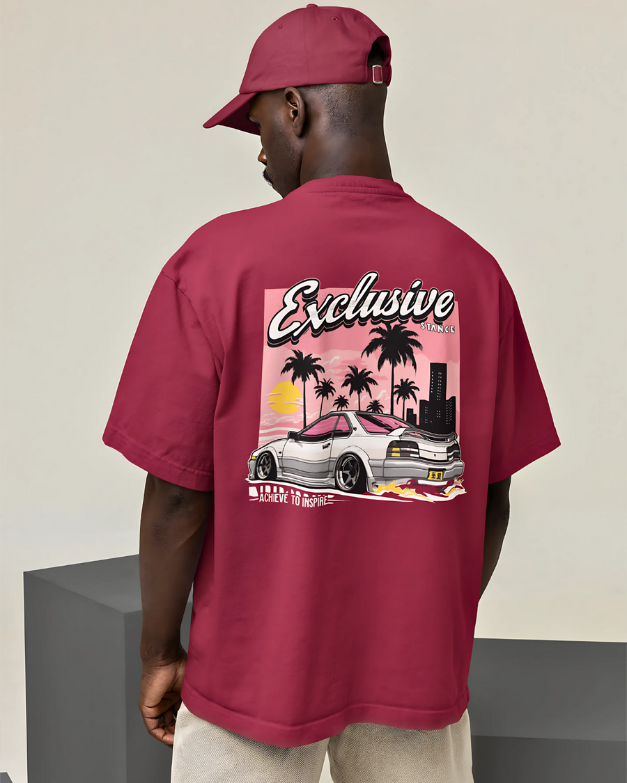 Premium Oversized T-Shirt | Maroon | Sunset Drift