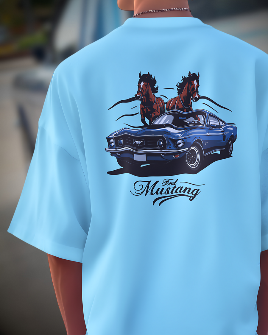 Premium Oversized T-Shirt | Sky Blue | Wild Mustang Legacy: Blue Edition